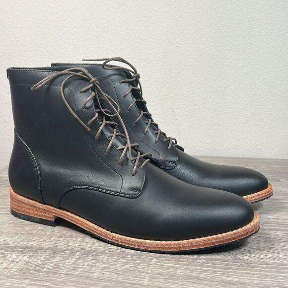 Nisolo Men's Everyday Lace-Up Boot Black Shoes - Picture 1 of 10